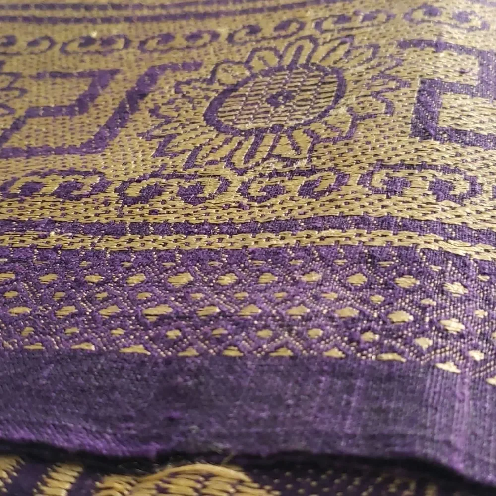 purple and gold batik tablecloth